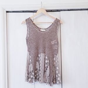 A'REVE Sleeveless Crochet Detail Boho Top